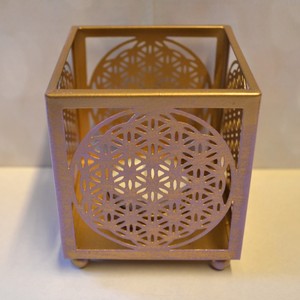 Teelichthalter Blume Des Lebens Windlicht Lampe Laterne Teelichter Altrosa Gold Ebay