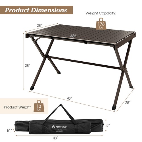 4-6 Person Portable Camping Table Roll-Up Aluminum Beach Table with Carry Bag - 第 2/20 張圖片