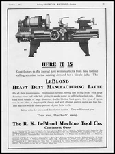 1912 R. K. LeBlond Machine Tool Co. Cincinnati Ohio Photo Lathe Vintage Print Ad