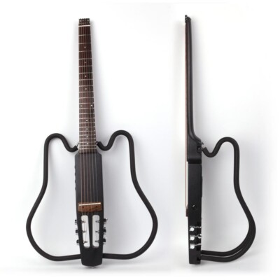 Headless electric acoustic guitar silent travel mini portable built in effect