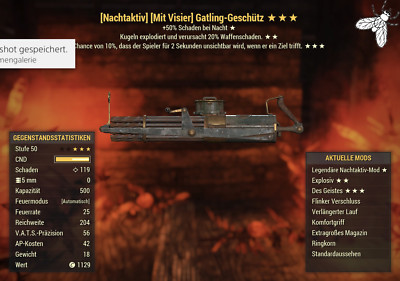 Fallout 76 - Gatling Explo Nachtaktiv (NE50SF) Waffe   Ps4 & Ps5