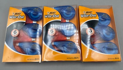 BIC Wite-Out Brand EZ Correct Correction Tape, White 3 PACK (18 TOTAL)