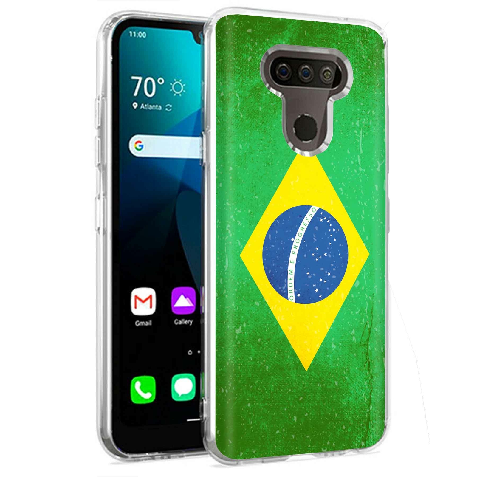 Phone Case for LG Harmony 4,Premier Pro Plus,K41, Old Flag Brazil Print