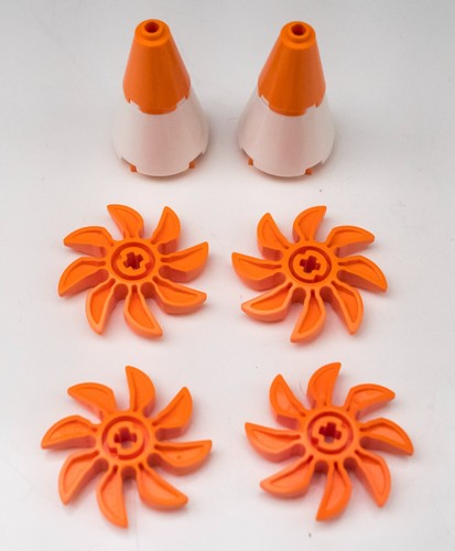 Orange Lego Propeller 41530 x 4 + Cones, Good Condition, Vintage Parts Bricks - Picture 1 of 3