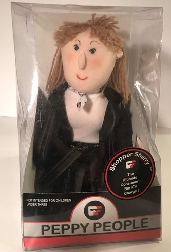 Vintage Peppy People 1998 “Shopper Sherry” in Box Puppets Funny Face Black Dress