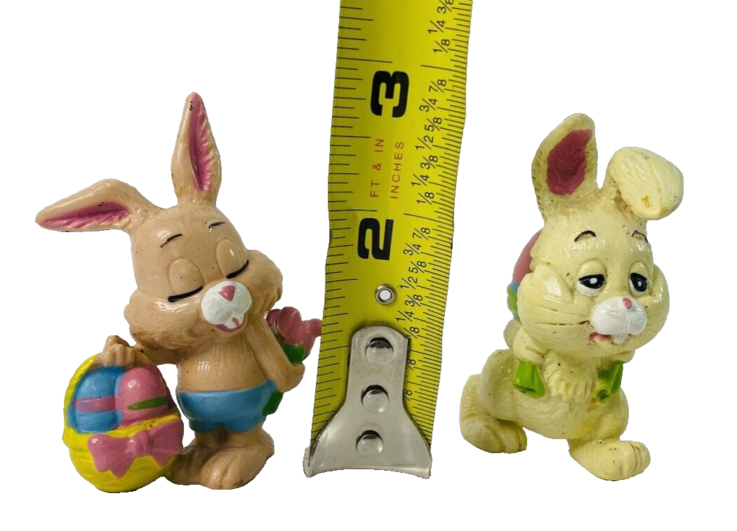 W Berrie Cotton Tail Kids Easter Bunny Miniature Figurines PVC Rabbits ...