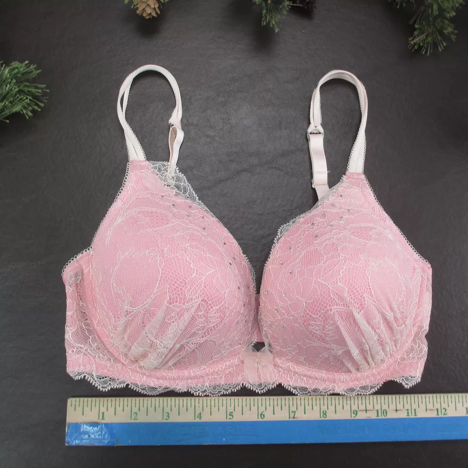 Sujetador H&M 34D Rosa Encaje Acolchado Con Aros Cierre Ajustable Espalda Foto 2 de 4