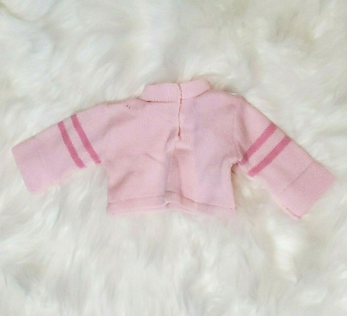 Vintage Knitted Pink Baby Doll Sweater fit 14" - 22" Dolls Dark Pink Stripes - Picture 2 of 7