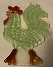 Lime Green Rooster Spoon Rest or Wall Decor Vintage 1960’s New Designs Inc.