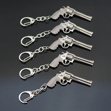 5x PCS Lot - 357 Revolver Pistol Weapon Gun Keyring Keychain Mini Key Ring Chain