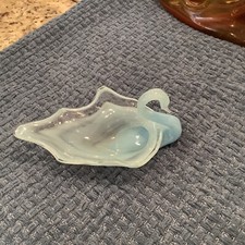 Vintage Hand Blown Murano Style Art Glass Blue/Swirl Swan Bowl Dish