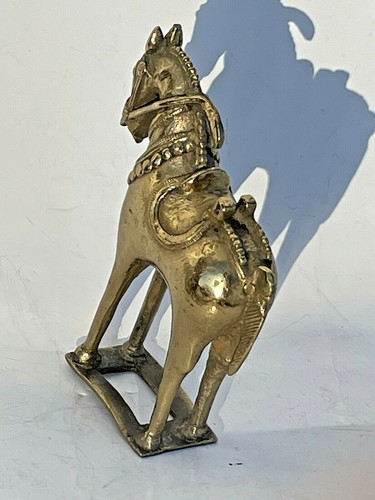 Antiguo Repro India Templo de Latón De Colección Caballo De pie Pequeña Estatua - Imagen 7 de 12