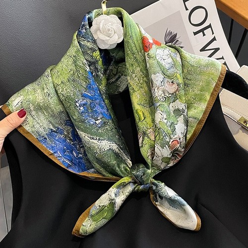 2025 100% Mulberry Silk 26 Square Scarf Women Neckerchief Wrap silk square scarf - Picture 57 of 92