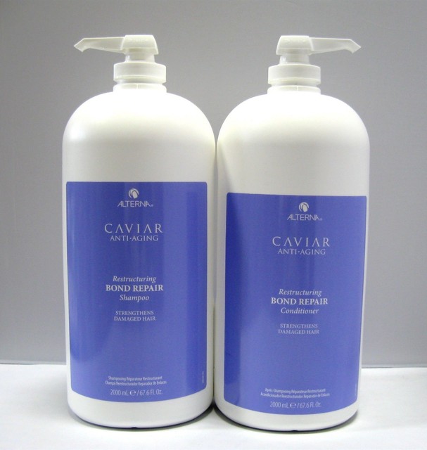 Alterna Caviar Bond Repair Shampoo & Conditioner 2 Liter Set 67.6 oz Half Gallon