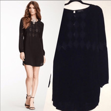 Astr embroidered crepe silk blend shift dress sz m