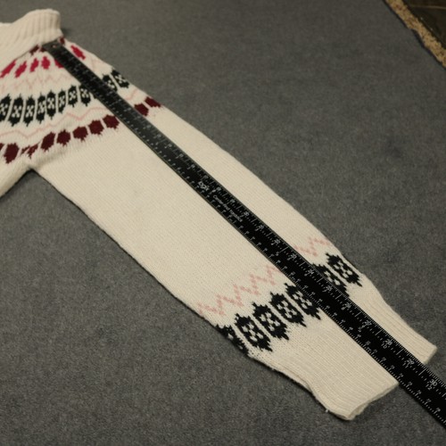 Adrienne Vittadini Half Zip Fair Isle Pullover Sherpa Trim Logo Oatmeal XXL - Picture 23 of 24