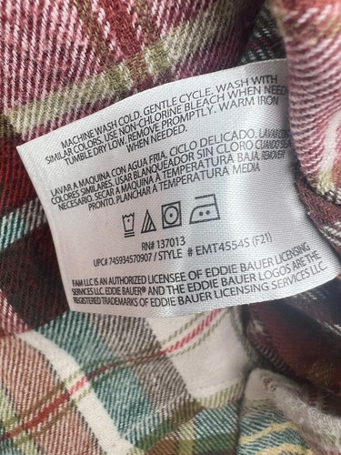 Eddie Bauer Men's Plaid Flannel Button Up Long Sleeve SZ XXL Red, Green, White - Picture 9 of 10