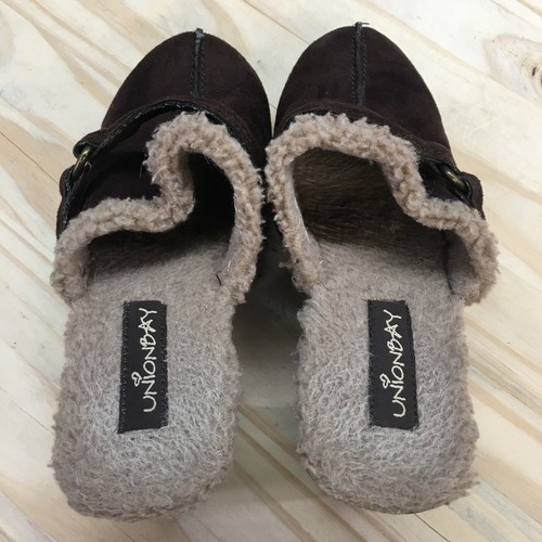 Union Bay Sandals Womens 7 M Greenwich Clogs Brown Faux Fur Slip On Casual Block - Picture 12 of 15