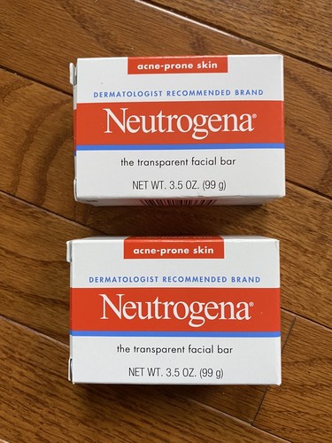 Lote de 2 barras faciales transparentes para la piel Neutrogena propensas al acné 3,5 oz - Imagen 1 de 2