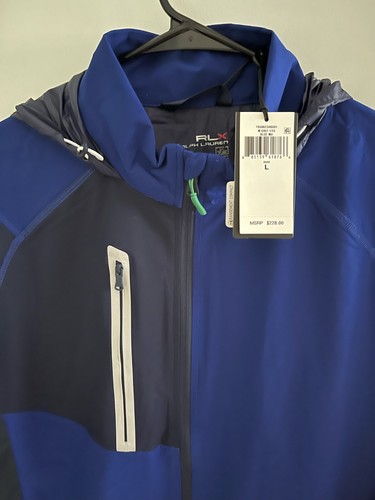 RLX Ralph Lauren Golf Full Zip Jacket Hooded Navy Blue Men's Size Large $228 - Picture 3 of 3