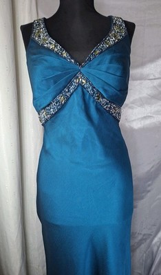 Y2K Teal Beaded Prom Dress Open Back Maxi Gown STAR by Julien Macdonald Sz6  | eBay