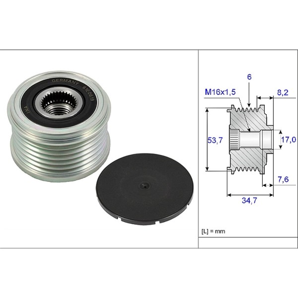 INA 535 0224 10 Generatorfreilauf FüR Opel Meriva B S10 Riemenscheibe-image