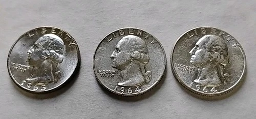 Washington Quarters-Mixed Dates & Mints-90% Silver-XF-Lot of 3-See photos #W25
