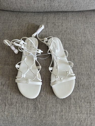 Nine West White Strappy Sandals Size 8
