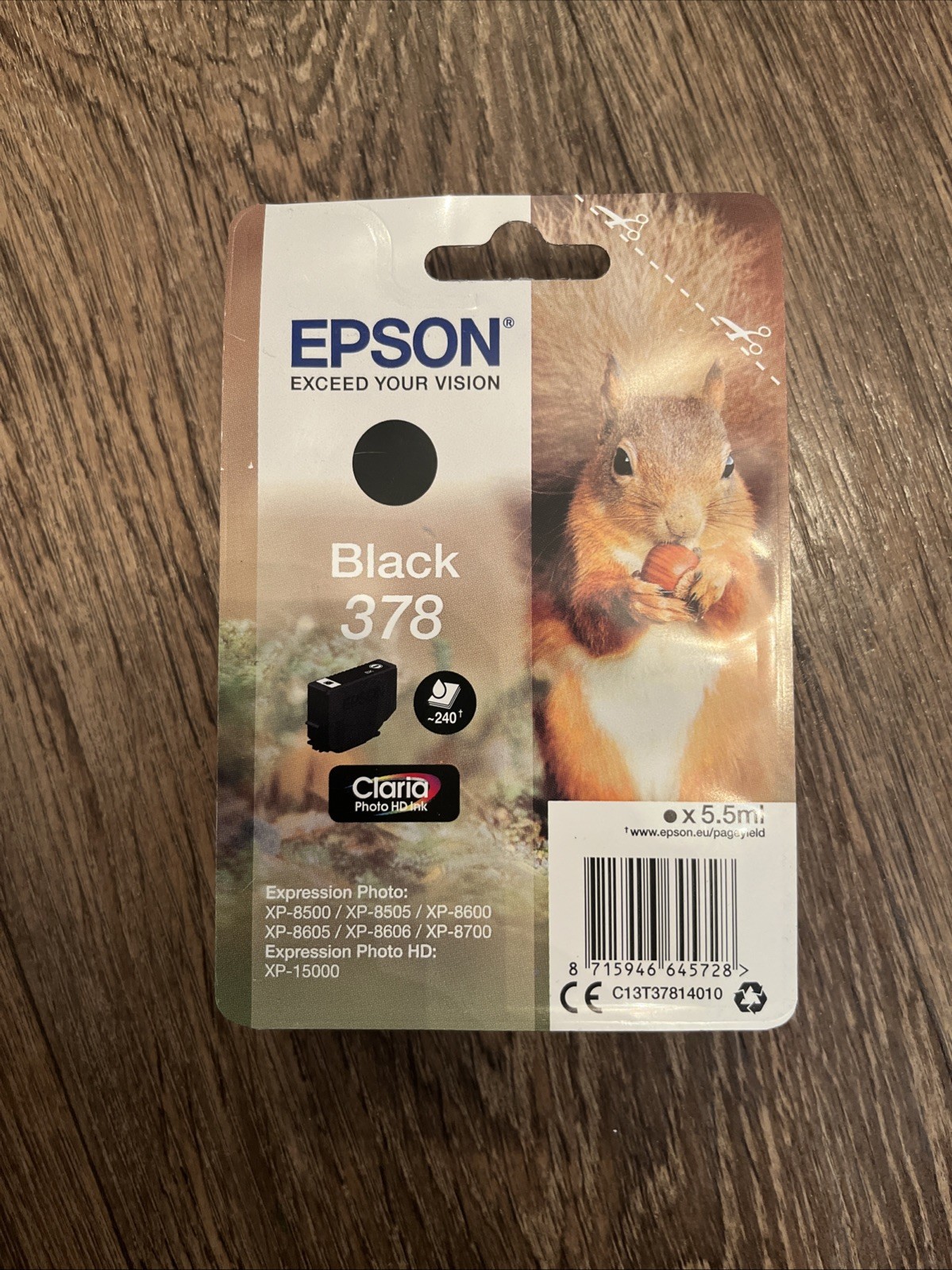 Epson Original T3781 Squirrel 378 Black Ink Cartridge Exp 2/2027