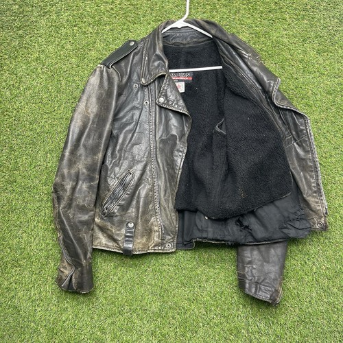 Chaqueta de cuero Brooks para hombre 40 vintage años 70 negra motociclista carreras años 90 - Imagen 11 de 19
