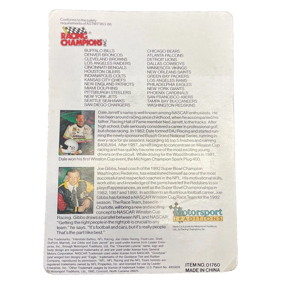 Dale Jarrett No18 Racing Champions NFL Racing 49ers масштаб 1:64 литая - Изображение 2 из 2