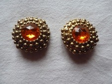 schicker Modeschmuck goldfarben oranger Stein ausdrucksstark Retro Vintage