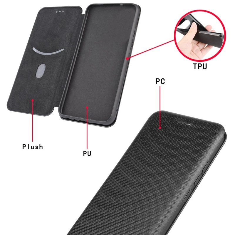 For iPhone 16e 16 15 14 13 12 11 Pro Max X Carbon Fiber Flip Leather Wallet Case - Picture 11 of 28