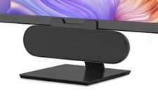 Black Computer Speaker, Clamps to Desktop Monitor, Loud Sound, Volume Control