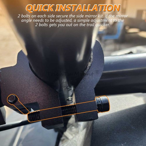 UTV Rear Side View Mirror w/LED Lamps for Can-Am Maverick X3 1.85" Roll Cage Bar - Picture 10 of 24