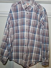 Vintage Levi's Mens Shirt Large Flannel Like Long Sleeve Button Up Blue Plaid