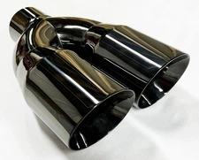 Exhaust Tip 3.00  Inlet Dual 4.00 X 12.00 Long WDDWRP40012-300-GBK-SS Black Ch