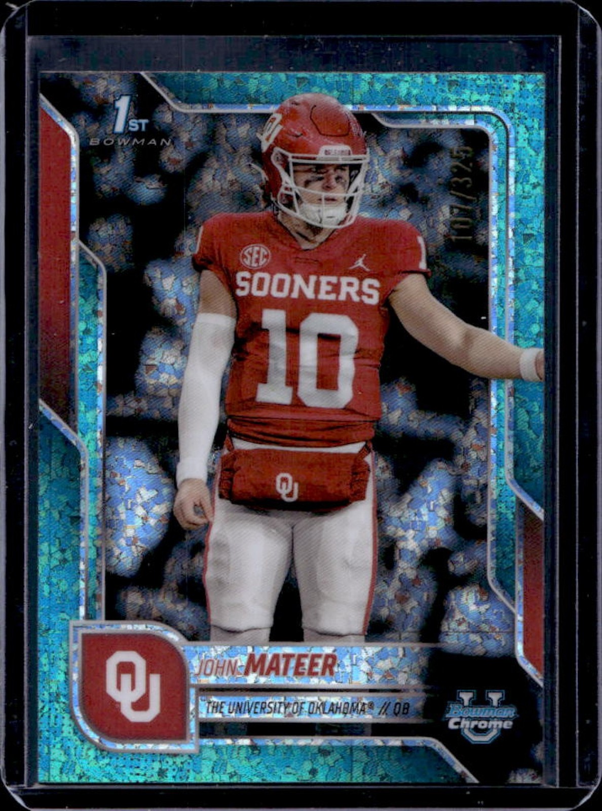 2025 Bowman Chrome U John Mateer Aqua Mini-Diamond Refractor 1st #107/325