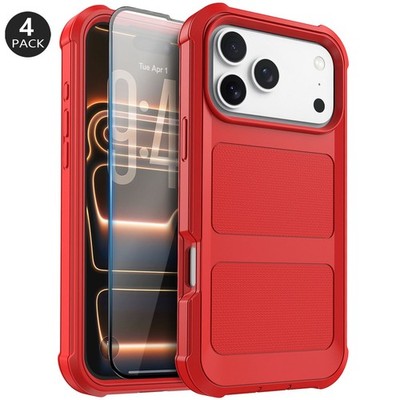 For iPhone 17 17e Air 16e 16 Pro Max Rugged Shockproof Case & Screen Protector