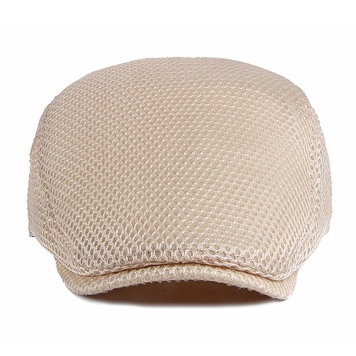 Men Breathable Mesh Summer Hat Flat Cap Gatsby Newsboy Hat Beret Khaki+Pink - Picture 2 of 6