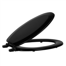 PowerSellerUSA Elongated or Standard Durable Wood Toilet Seat with Close Lid