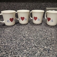 Vintage Corelle Heart Hometown Coffee Mugs Set of 4 Corning Ware Grandmacore