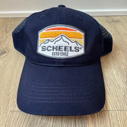 SCHEELS EST 1902 NWT Navy Blue Trucker Hat Cap Snapback Logo Patch Mens - Picture 2 of 6