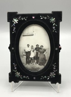 Antique Wooden Picture Frame Picture Photo Frame Mother of Pearl Inlaid Antique Vintage