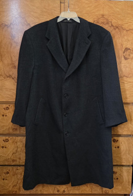 MARSHALL FIELDS ~ HART SCHAFFNER MARX ~ GRAY WOOL MENS OVERCOAT ~ 48R