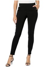 Nina Leonard Coconut Button Narrow Leg Pant Black