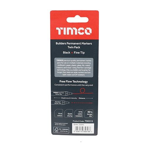 Timco - Permanent Markers - Fijne Tip - Zwart - Afbeelding 3 van 3