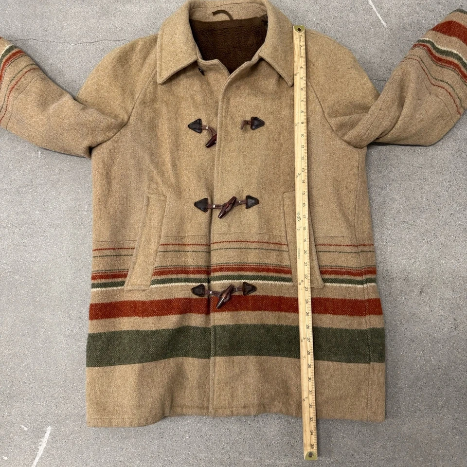 Abrigo de lona de lana vintage años 70 chaqueta grande Foto 2 de 4