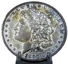 1883-0 MORGAN DOLLAR GEM BU $1 GUNMETAL TONED RAINBOW COIN #505-2