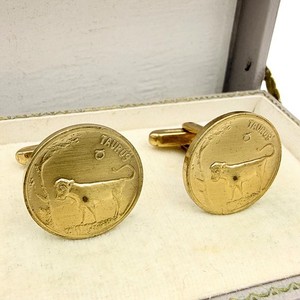 Authentic Amazing Marked Zodiac Motif Gold Plated Taurus Bull Numismatic Cufflinks